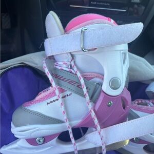 Kids Adjustable Pink and White Skates